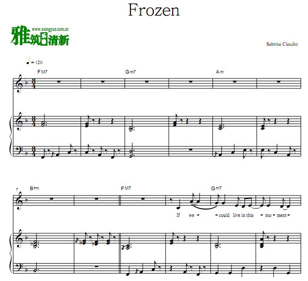 Sabrina Claudio - Frozen正谱 钢琴弹唱歌谱