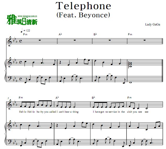 Lady GaGa - Telephone正谱 歌谱 弹唱钢琴谱