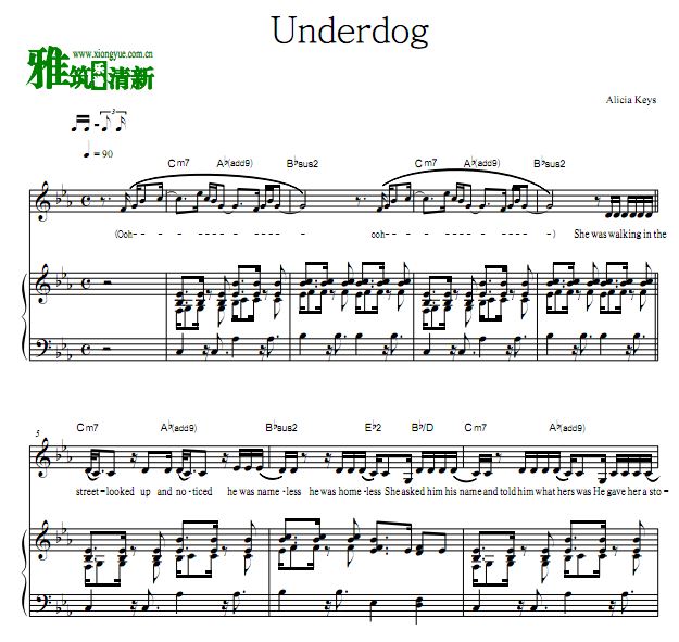 Alicia Keys - Underdog歌谱 正谱 钢琴谱