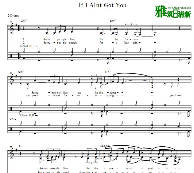 Alicia Keys - If I Ain't Got You爵士鼓谱