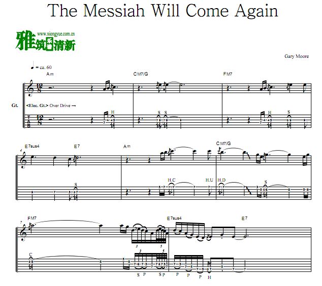盖瑞·摩尔 The Messiah Will Come Again吉他谱 TAB谱