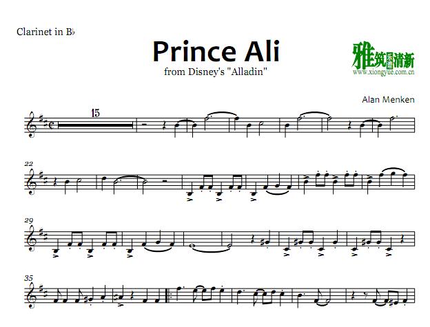 阿拉丁Prince Ali 单簧管谱