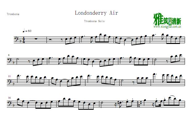 伦敦德里小调Londonderry Air长号谱