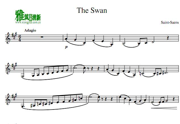 圣桑The Swan天鹅小号谱