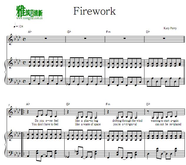 Katy Perry - Firework钢琴伴奏谱