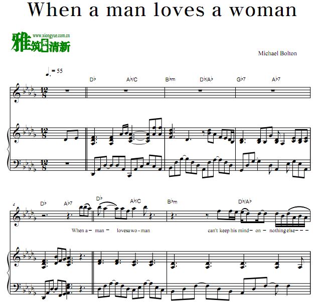 Michael Bolton - When A Man Loves A Woman歌谱 正谱 钢琴谱