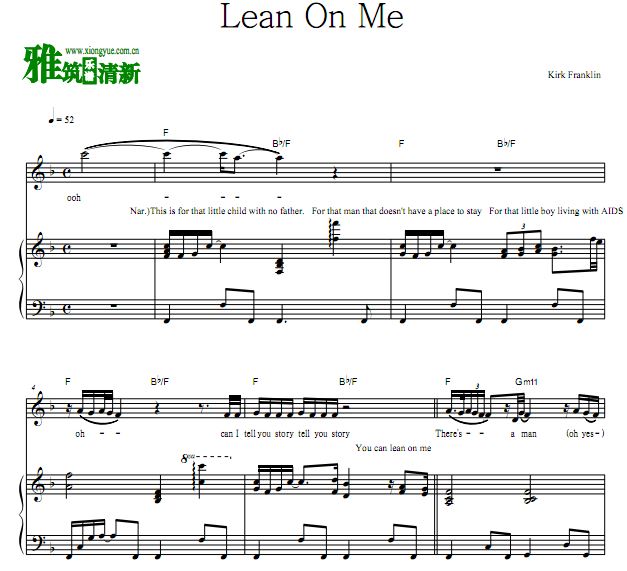 Kirk Franklin - Lean On Me正谱 声乐歌谱 钢琴伴奏谱