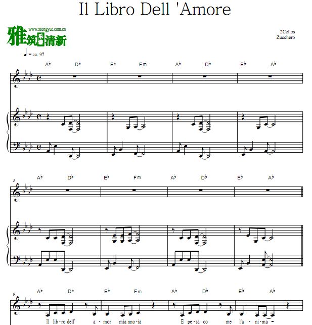 Il Libro Dell 'Amore 爱之书钢琴伴奏声乐谱 正谱