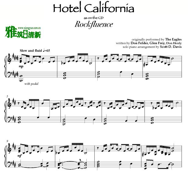 Scott D. Davis - Hotel California钢琴谱