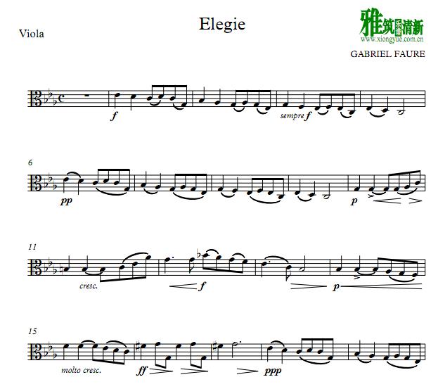 Faure Elegie福雷悲歌中提琴谱