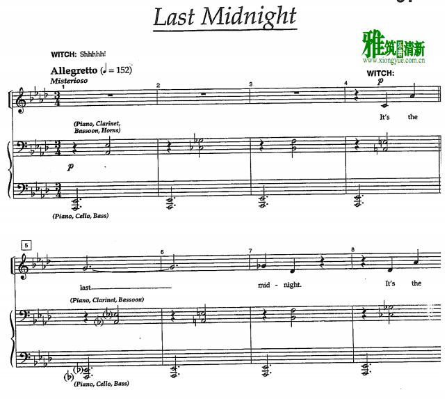 Into the Woods - Last Midnight 钢琴伴奏谱