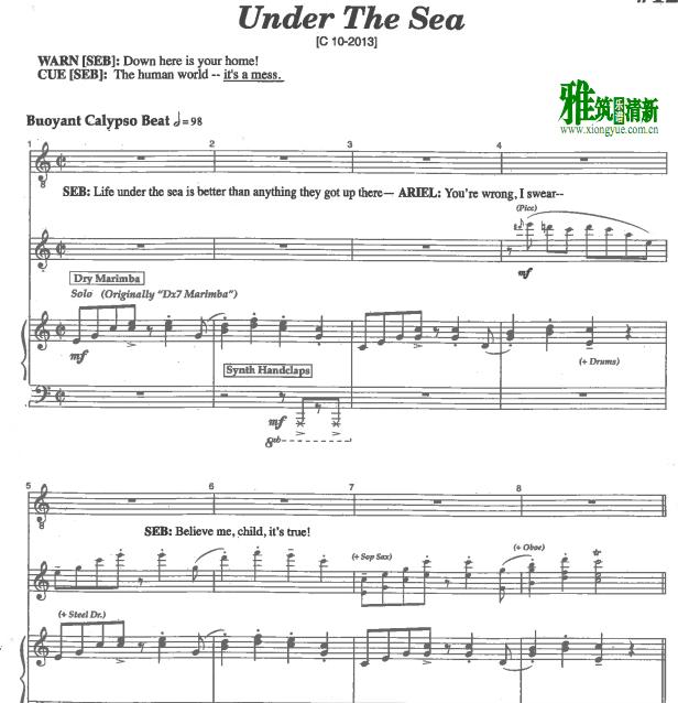小美人鱼Under The Sea钢琴伴奏谱