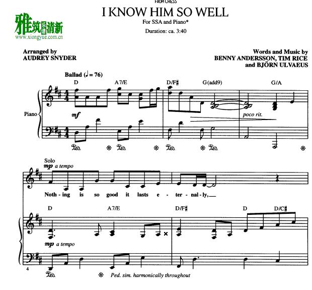 Chess - I Know Him So Well三声部合唱钢琴伴奏谱3
