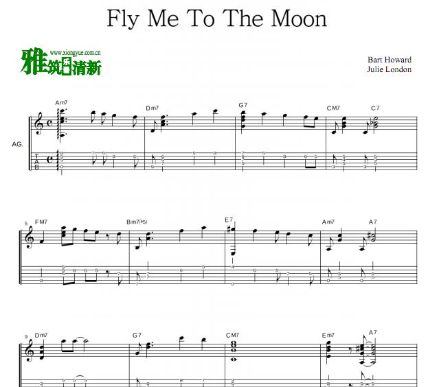 Fly Me To The Moon指弹吉他谱