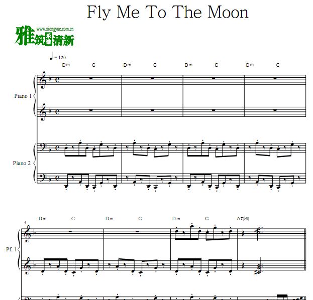Fly Me To The Moon四手联弹谱