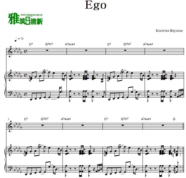 碧昂丝 Beyonce - Ego歌谱 钢琴伴奏谱