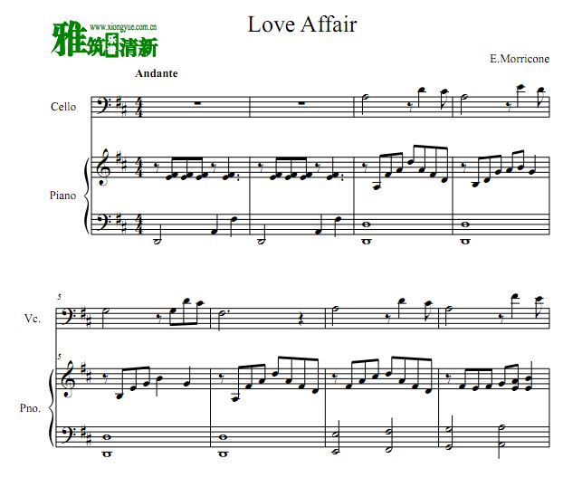 Love Affair大提琴钢琴谱