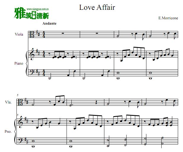 Love Affair中提琴钢琴伴奏谱