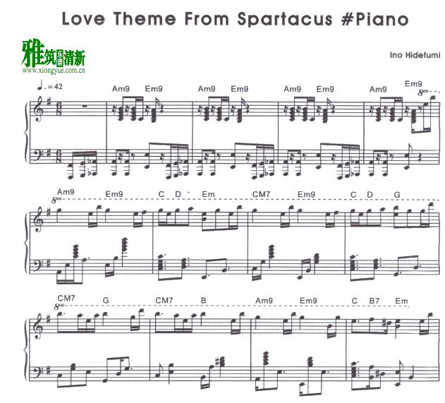 猪野秀史 - love theme from spartacus钢琴谱