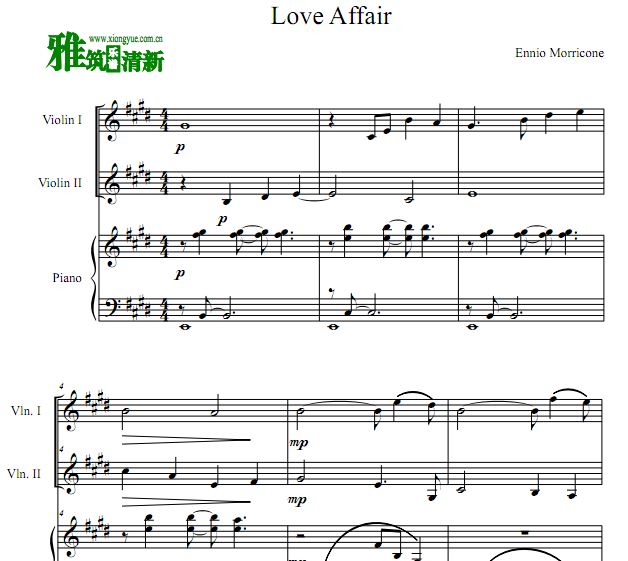 Love Affair小提琴钢琴三重奏谱