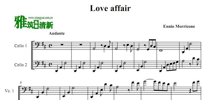 Love Affair大提琴二重奏谱