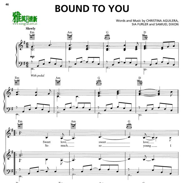 Christina Aguilera - Bound To You钢琴谱