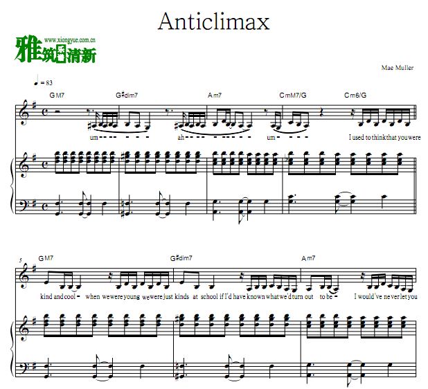 Mae Muller - Anticlimax歌谱 正谱 弹唱钢琴谱