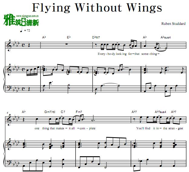Ruben Studdard - Flying Without Wings歌谱 正谱 钢琴谱