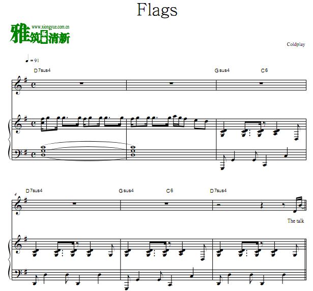 Coldplay - Flags钢琴弹唱歌谱