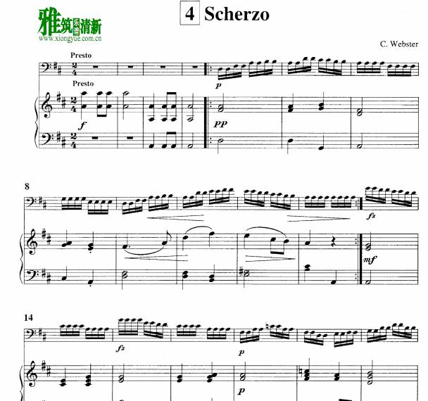 C.Webster韦伯斯特 谐谑曲 Scherzo大提琴钢琴伴奏谱
