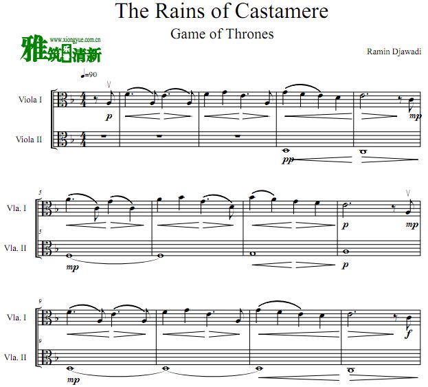 The Rains of Castamere 卡斯特梅的雨季中提琴二重奏谱