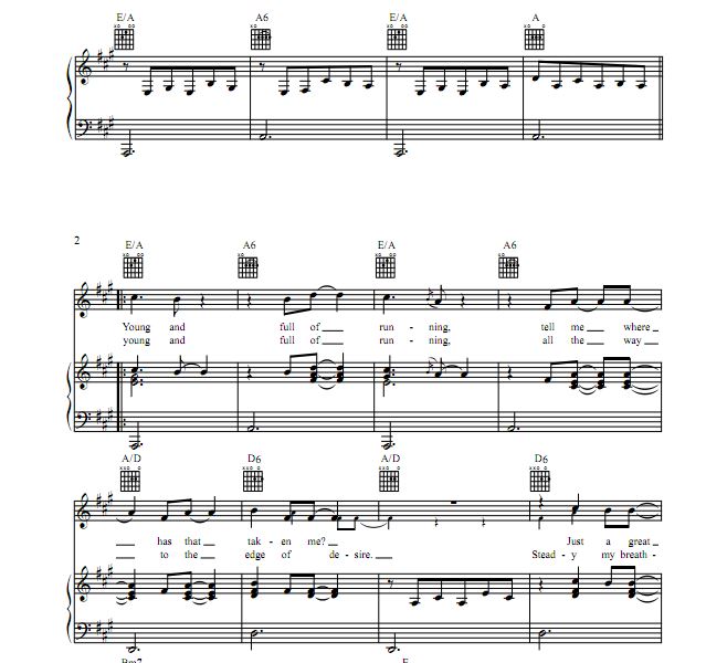 John Mayer - Edge of Desire 钢琴伴奏谱