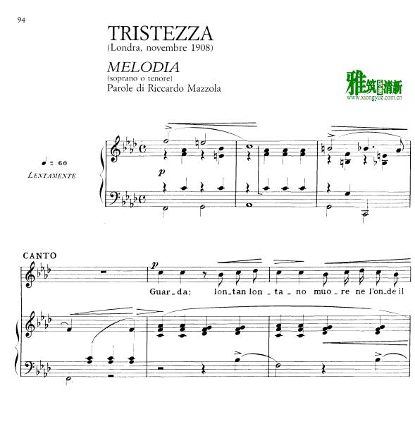 Tosti托斯蒂 - 忧伤 Tristezza钢琴伴奏谱