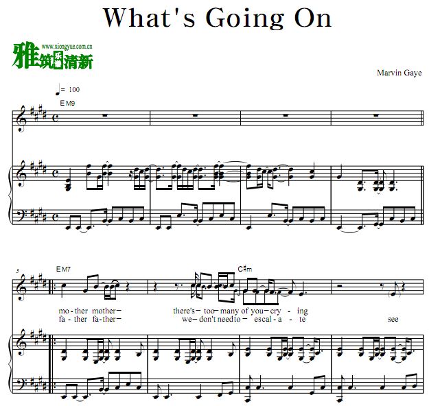 Marvin Gaye - What's Going On歌谱 钢琴谱