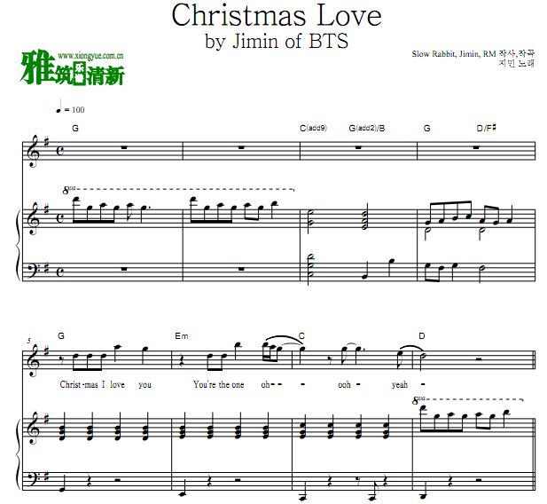 朴智旻 Christmas Love正谱 歌谱 钢琴弹唱谱