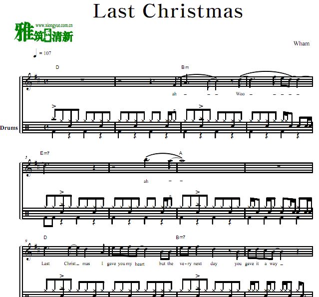 Wham 威猛 Last Christmas鼓谱