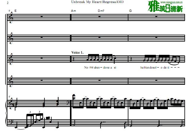 IL DIVO - Unbreak My Heart合唱谱