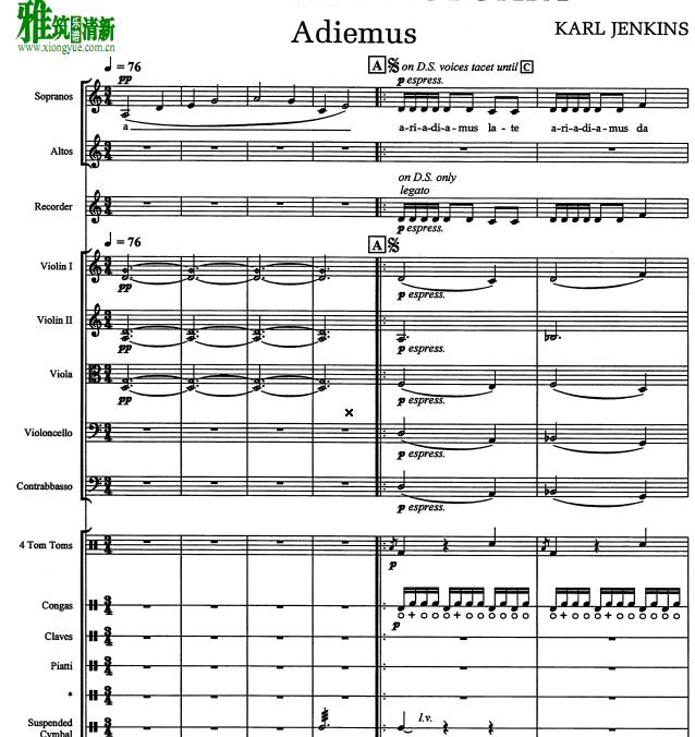 Karl Jenkins Songs Of Sanctuary- Adiemus合唱乐队伴奏谱