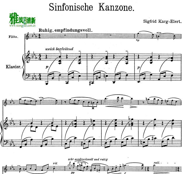 karg elert -  sinfonische kanzone 长笛钢琴伴奏谱