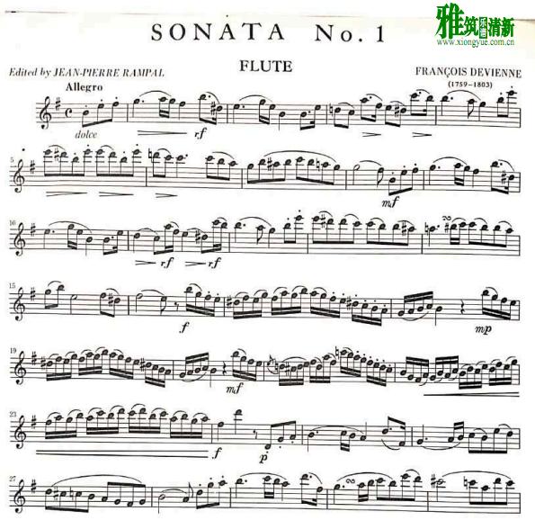 Devienne Sonata No.1 E Minor 长笛谱