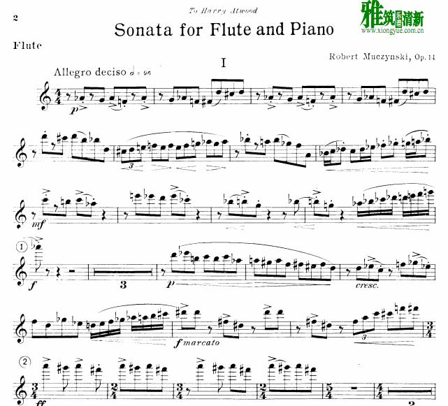 Robert muczynski flute sonata op.14 长笛谱
