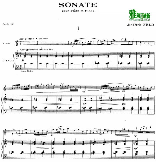 Jindfich Feld Flute Sonata 长笛钢琴伴奏谱