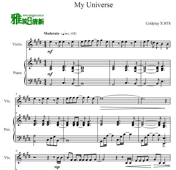 My Universe小提琴钢琴谱