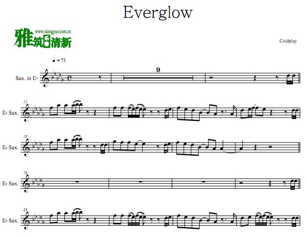 Coldplay - Everglow中音萨克斯谱