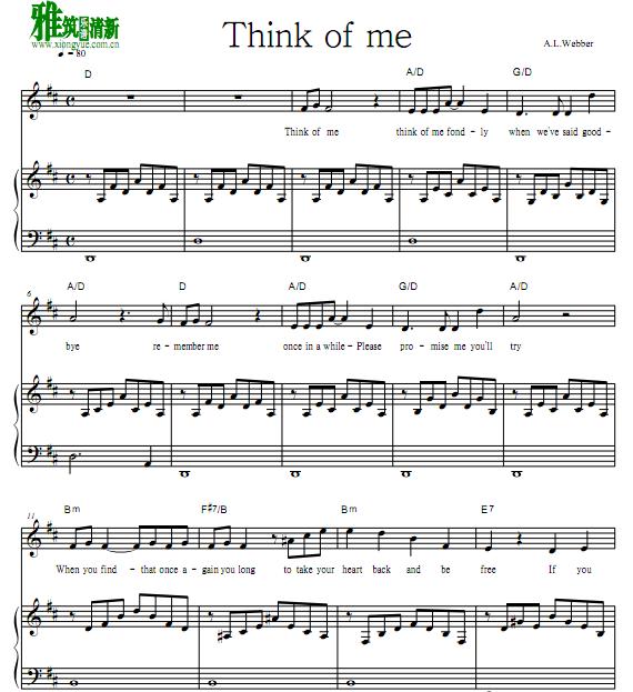Sarah Brightman莎拉·布莱曼 - Think Of me钢琴伴奏谱