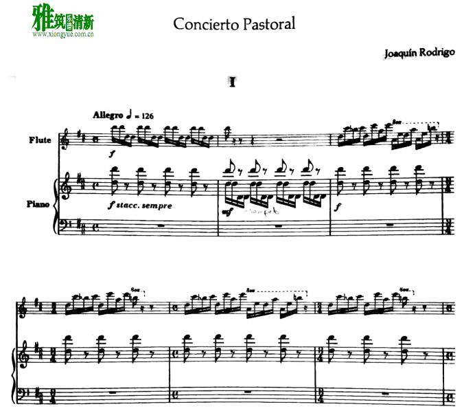 Joaquin Rodrigo - Concierto Pastoral 长笛钢琴伴奏谱
