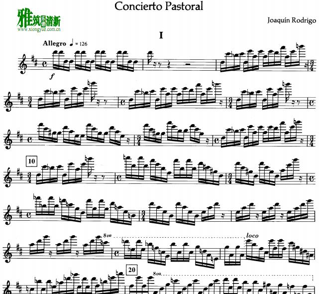 Joaquin Rodrigo - Concierto Pastoral  长笛谱