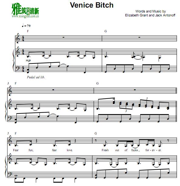 Lana Del Rey - Venice Bitch钢琴伴奏谱