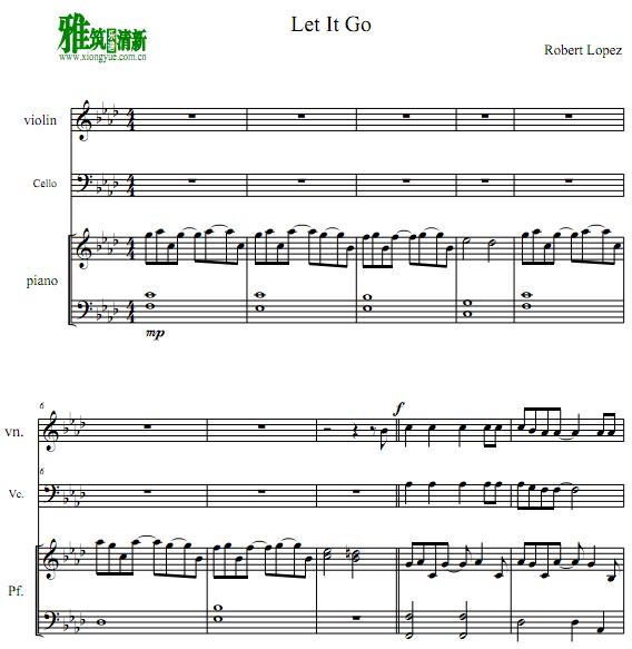 Let it Go 小提琴大提琴钢琴三重奏谱
