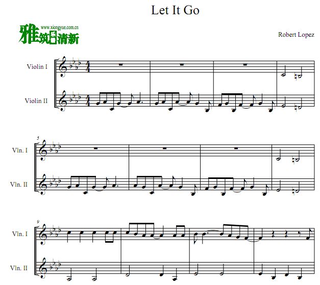  Let it go 冰雪奇缘主题曲小提琴二重奏谱